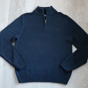 Men's Chaps Mock Turtleneck Pullover Zip Sweater 100 % Cotton Navy Size S/M